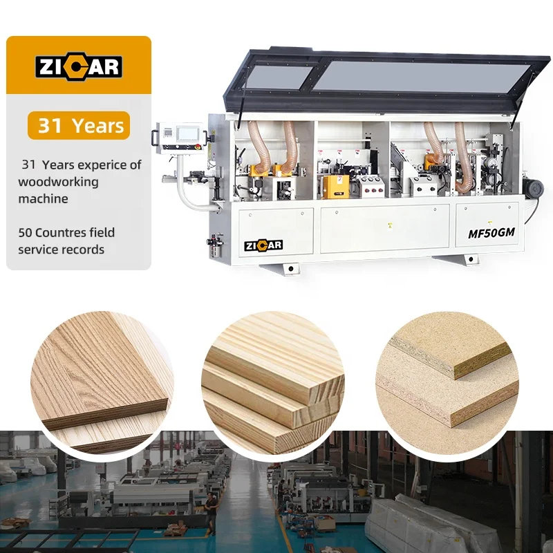 ZICAR Fully Automatic 45 Degree Pre Milling Edge Banding Machine Panel Furniture Full Straight Line Edge Bander Bordatrice