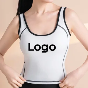 Curved Vest U-Neck Elastic Integrated Fixed Shock-absorbing Gathering Chest Highlighting Contrasting Color Sports Yoga Suit Top