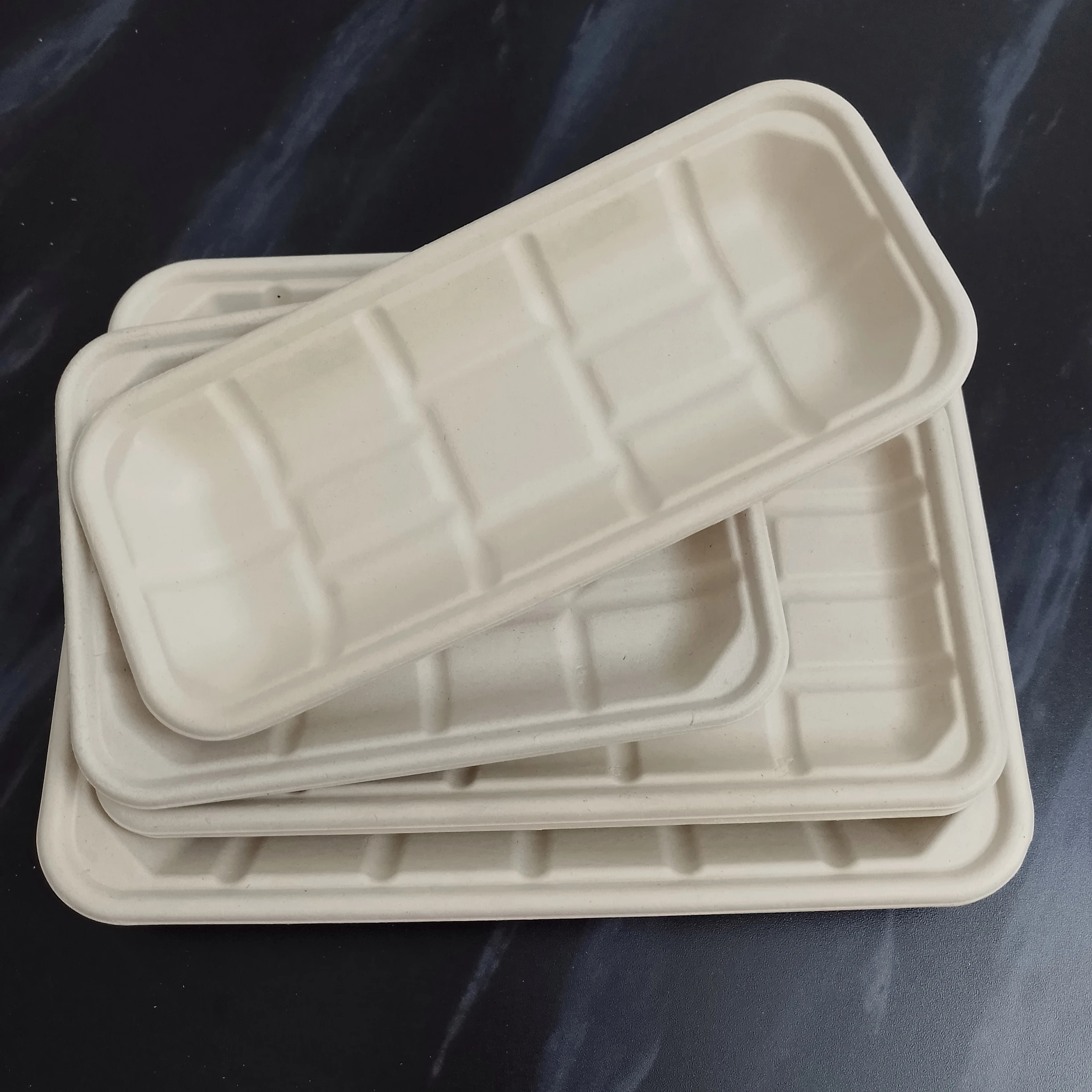 环保甘蔗甘蔗渣可堆肥一次性纸食品托盘,可生物降解的一次性水果托盘