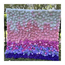 2023 New Design Purple Pink White Gradient Color Wedding Wall Simulation Flower Wall Wedding Decorations Flower Wall Background