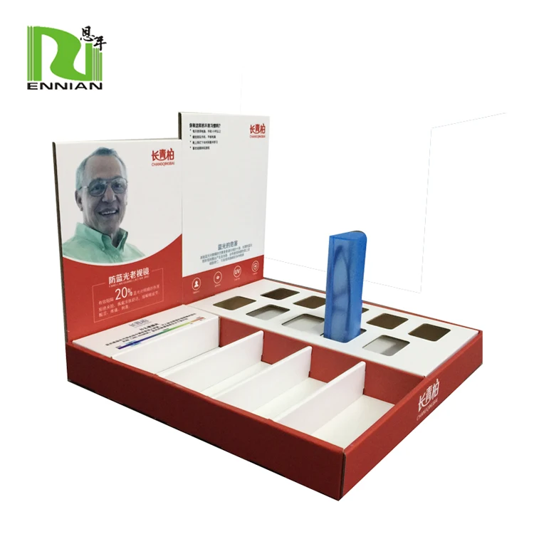 Custom Logo Retail Cardboard Reading PDQ Retail Glasses Display Counter Display Box for Reading Glasses