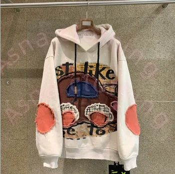 Men's Heavyweight Puff Print Hoodies High Quality 100% Cotton Acid Wash Custom Zipped Sweatshirts Comfortable Oversized Fleece