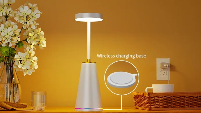 Light Luxury Wireless Rechargeable Bedhead Lamp Alarm Clock main image 1