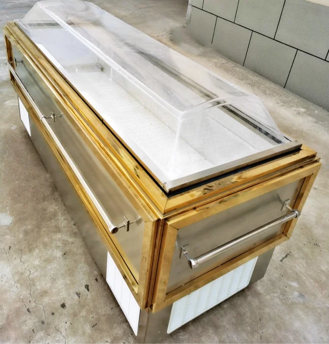 Satin plexiglass coffin support