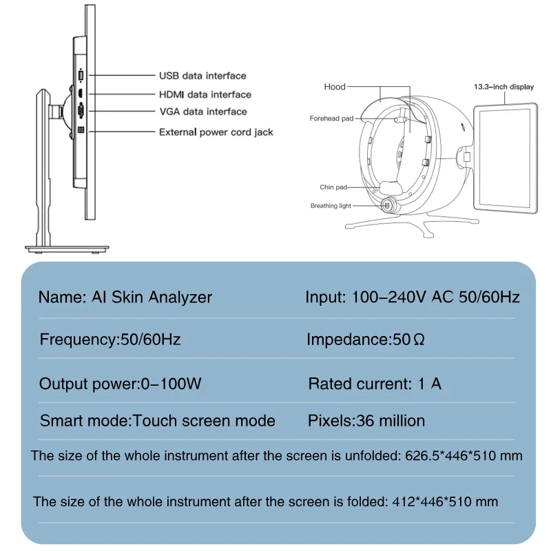 High Quality Portable Beauty Salon Use 3D Photography Technology Smart 3d Facial Skin Analyzer