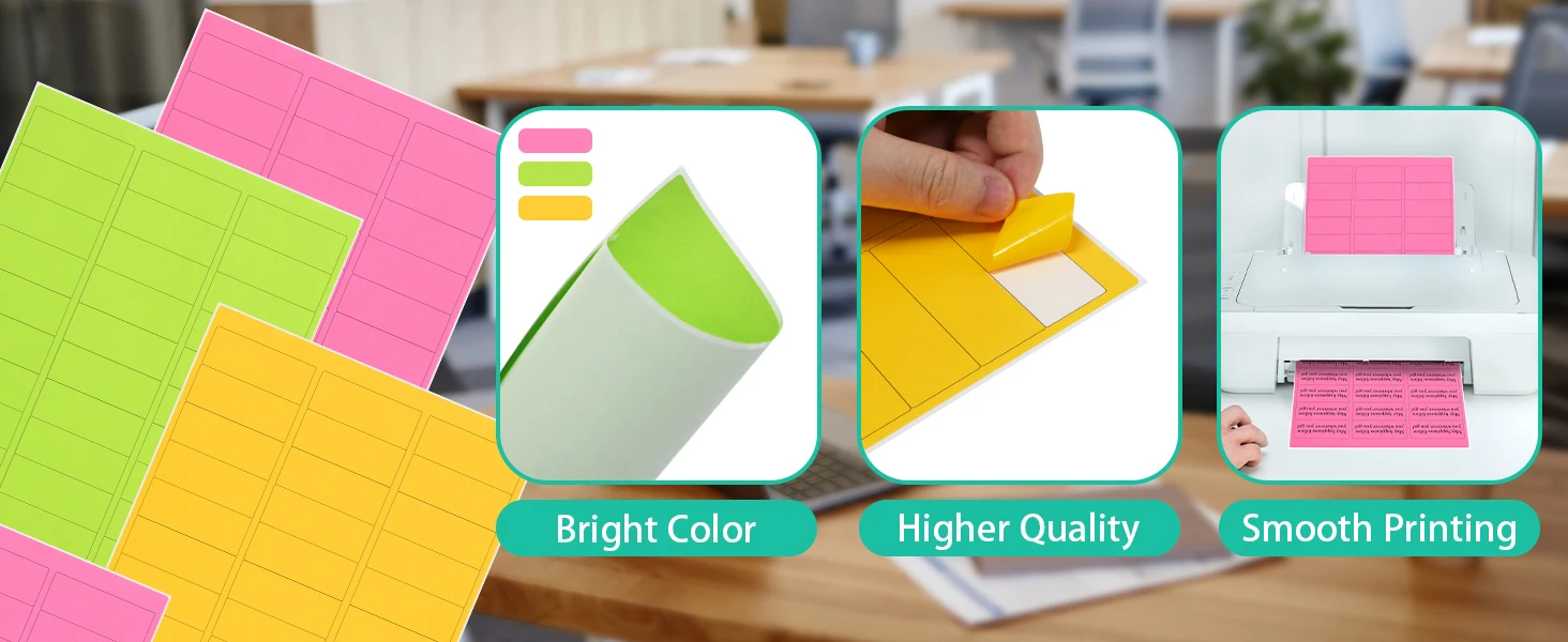 L LIKED Neon Labels - Brightly Colored Stickers for Inkjet/laser Printer