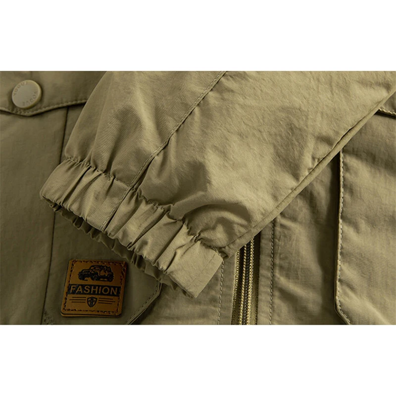 2024 Spring Autumn Outdoor Casual Windproof Baggy Jacket Men Waterproof Detachable Hat Multiple Pocke Pizex Trench_voghion.com