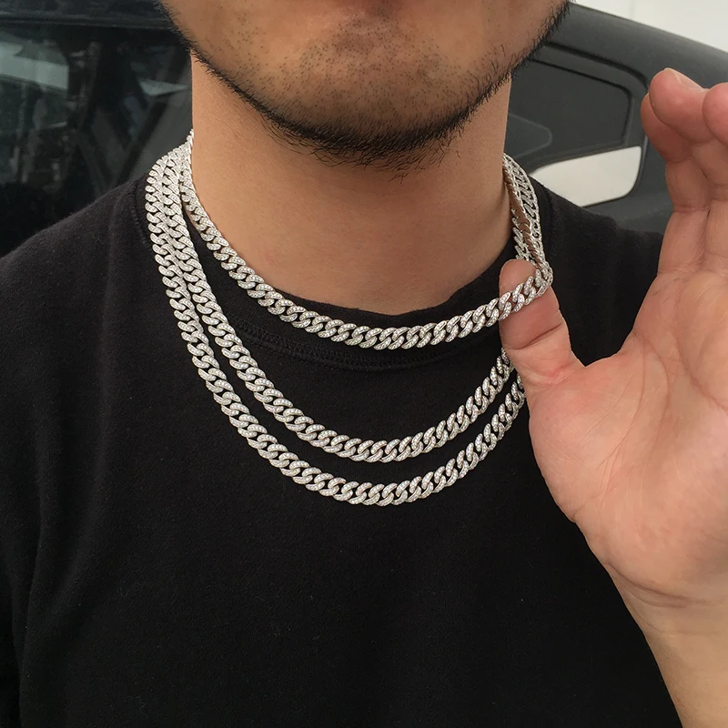 Huérfano flexible Descarga Wholesale Miss Hip Hop Jewelry-Cadena de eslabones cubanos doble para hombre,  con diamantes de imitación, color oro blanco From m.alibaba.com