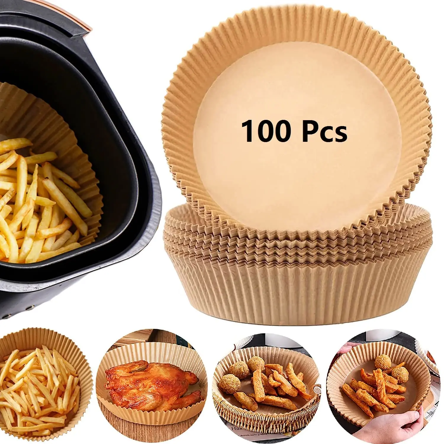 Disposable eco friendly air fryer paper liner non-stick greaseproof disposable air fryer paper