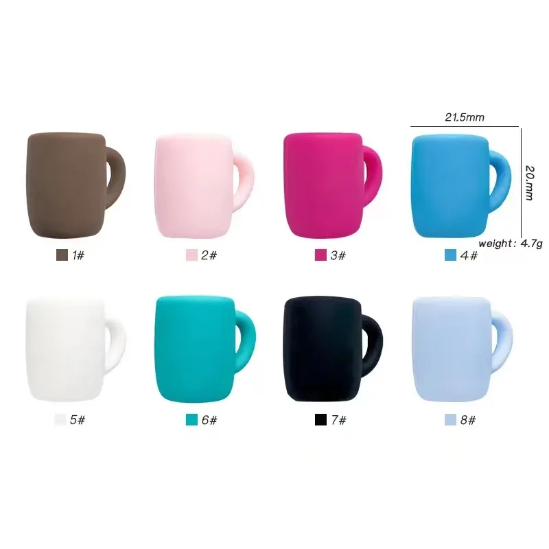 Diy Beaded Jewelry Accessories New Funny Printed Silicone Mini Coffee