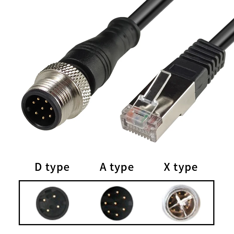 Cavo M12 Maschio A 4 Pin Con Codifica D – Lunghezza 2 Metri, Schermato E Impermeabile IP68 Per Reti Industriali E Robot