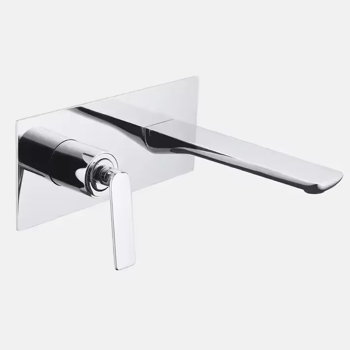 Modern Shining Chrome Finish Single Handle Wall Mounted Hot and Cold Built in Wall Mounted Hand Wash Basin Mixer