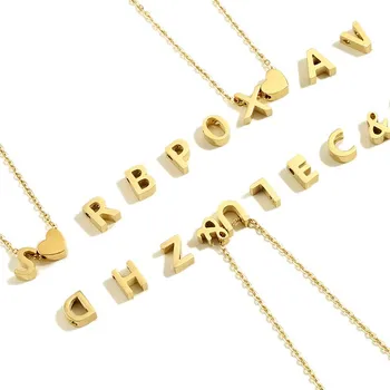 Fashion Stainless Steel English Letter Choker Clavicle Chain Diy Handmade Custom Name 26 Letter Necklace
