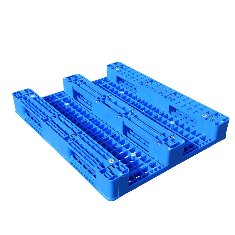 Heavy Duty Flat Top Deck Single Face 100% Virgin HDPE Grid Surface Steel Reinforced/3 Runners Pallet Plastic for Racking System