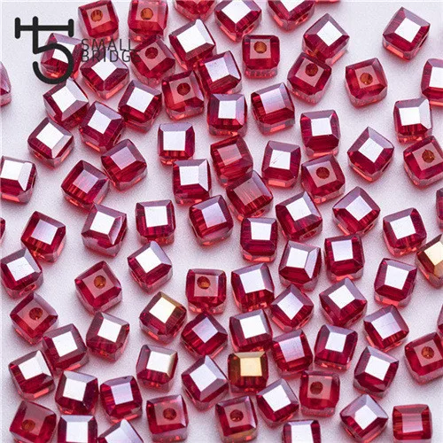 4mm 6mm Square Shape Crystal Glass Beads Multicolor Cube Beads  for Jewelry Making factory