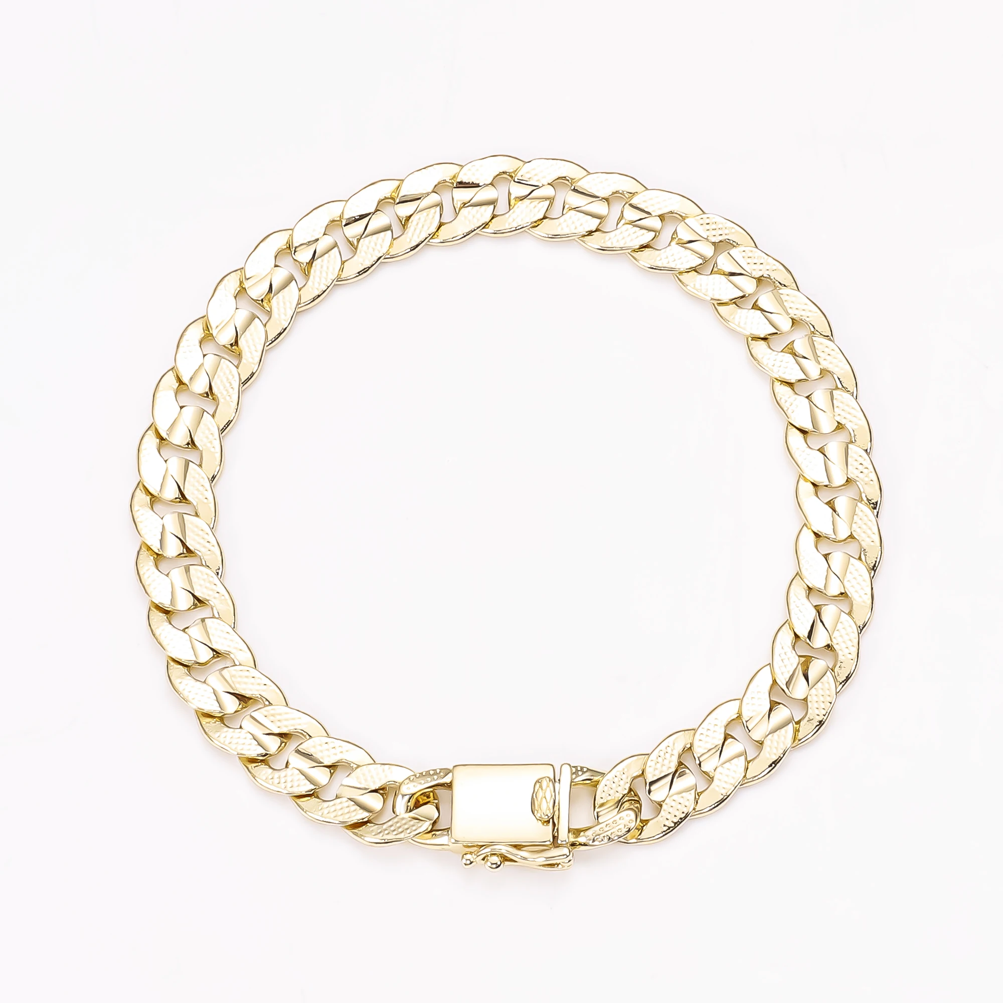 14K Real Gold Plated Pulsera Hombre Chunky Diamond Cut Links Rock Bracelet Miami Hiphop Cuban Link Bracelet for Men