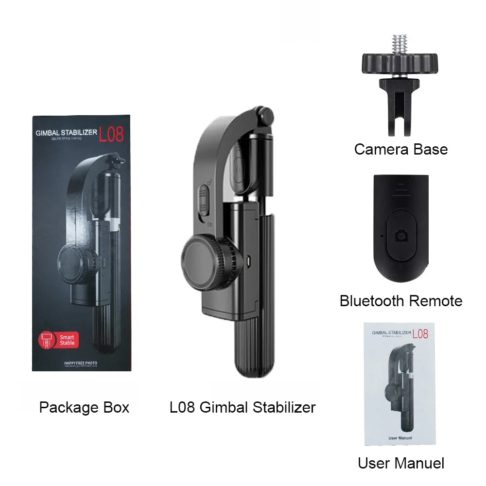 L08 Handheld Gimbal Stabilizer Mobile Phone Selfie Stick Holder Adjustable Stand