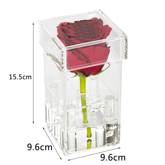 Shope Customized Small Clear Single Acrylic Rose Flower Box With Lid