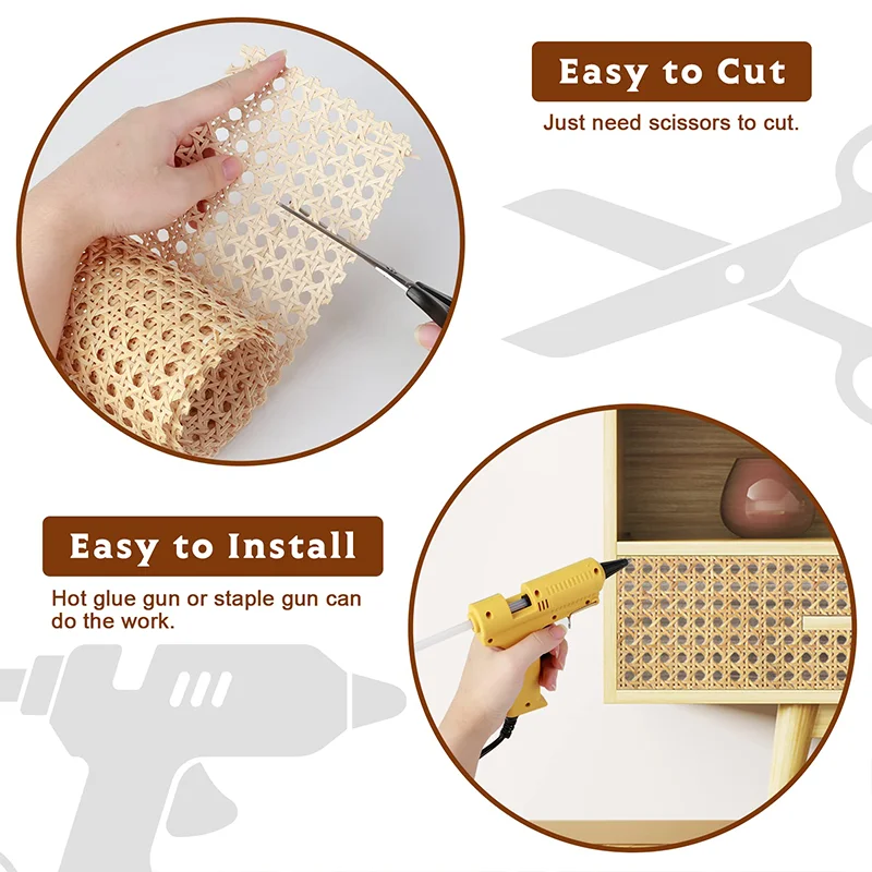 Free Samples Factory Stock Rattan Cane Webbing Roll Rattan Webbing Synthetic Natural Rattan Roll Raw Material Sheet Core Webbing