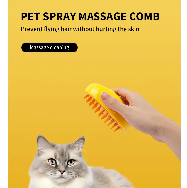 Multifunctional 3 In 1 Rechargeable Pet Hair Massage Cat Brush Steamy Comb Dog Self Cleaning