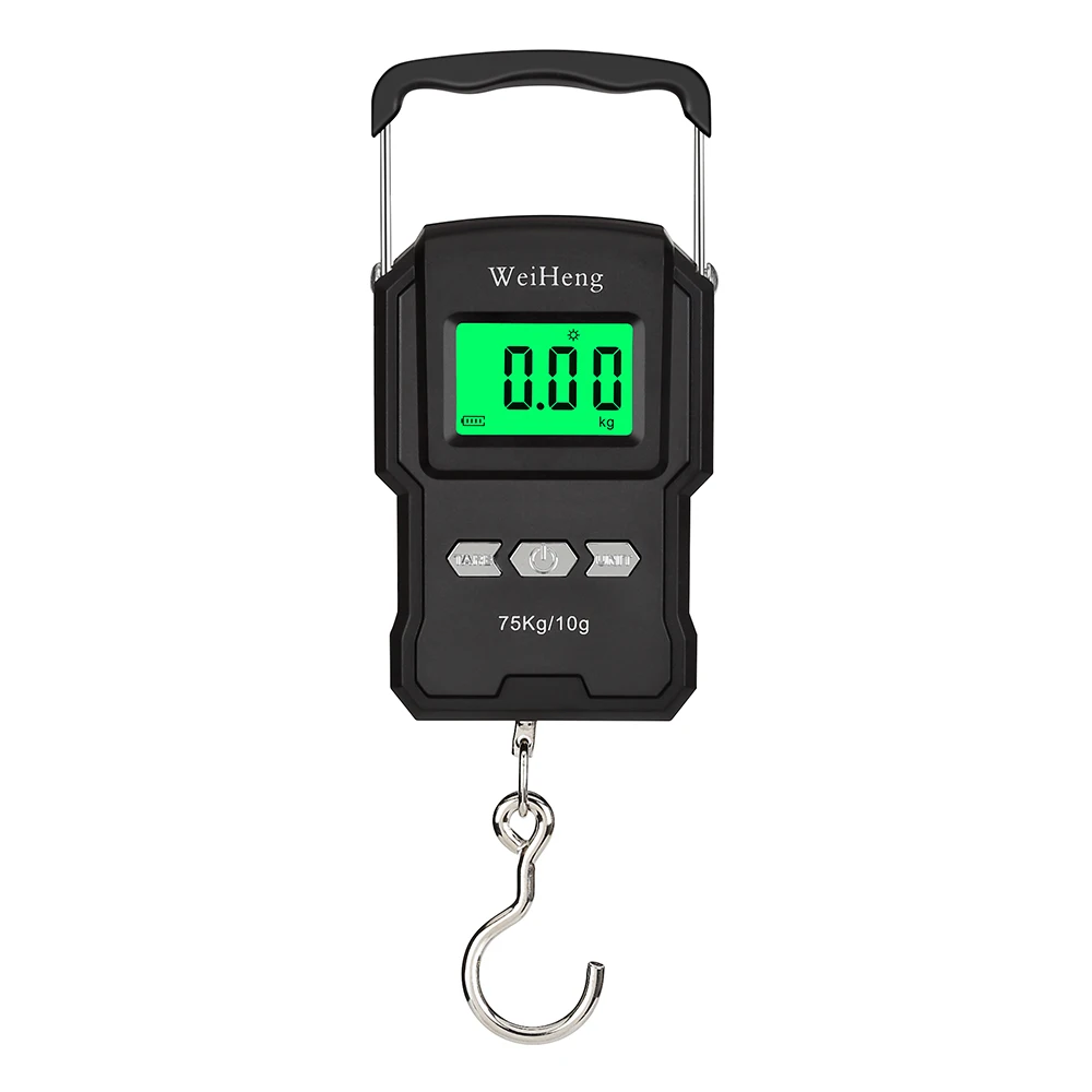 75kg/10g Tape Measure Digital Scale Portable Digital BackLight Fishing Hanging Hook Scale with 1M Ruler