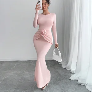 Women's Clothing Supplier New Women's Dress Solid Color Fitting Long One-Piece Skirt Fashionable Lady Elegant Evening Gown