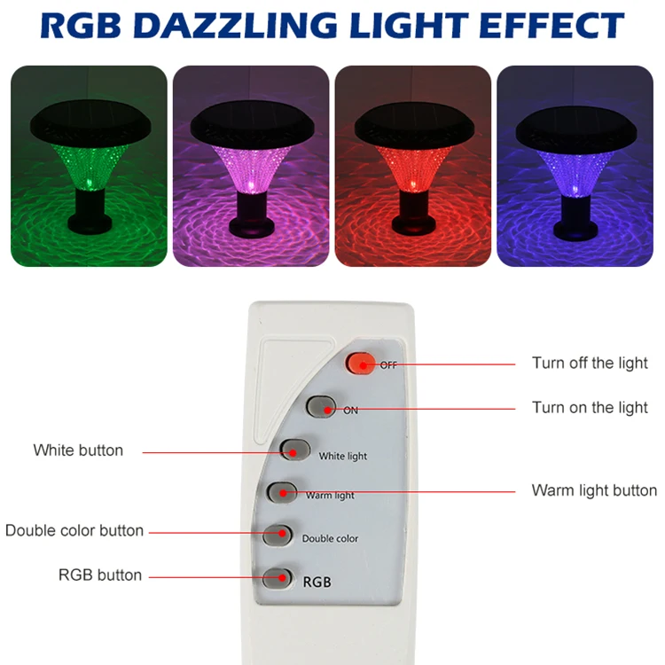 Light Control RGB Outdoor Lawn Landscape Park Pillar Waterproof IP65 30w Solar Led Garden Chapiter Lamp