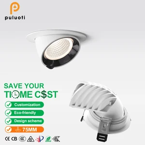 Adjustable Angle 15W LED Wall Washing Light 15°24°36°60° Highlight Spotlight 75mm Cut for Hotels Offices 3000K Cob Glass Auto