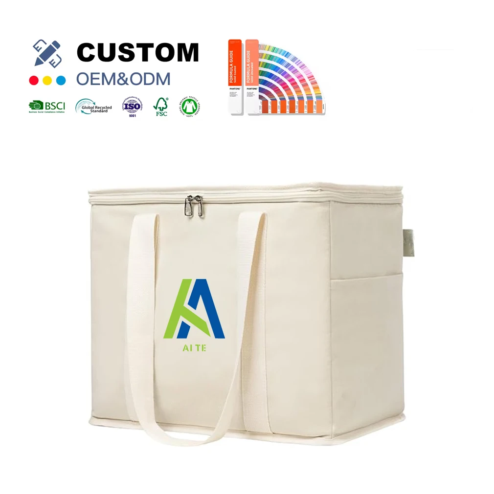 Custom Logo Insulated Lunch Cooler Bag Thermal Foldable Grocery Refrigerator Eco-Friendly Reusable for Food Packing supplier