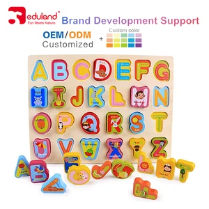 Kids Creative Alphabet Wood Puzzles ABC Letter Number Montessori Learning Board Educational Toys for Toddlers