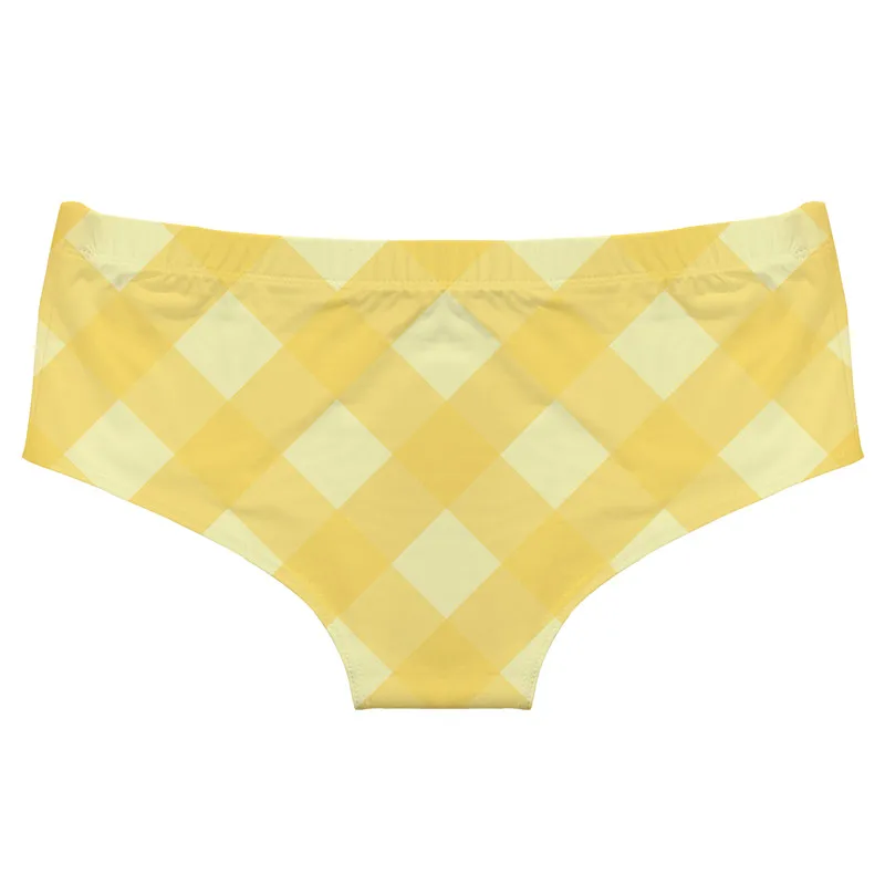 Peystean Womens Soft Underwear, Pastel Yellow White Gingham