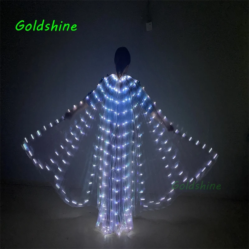 Saycker - Alas LED de ángel para danza del vientre, alas LED de Isis para danza del vientre, para escenario, 360 grados, accesorios de rendimiento para mujer, Navidad (blanco