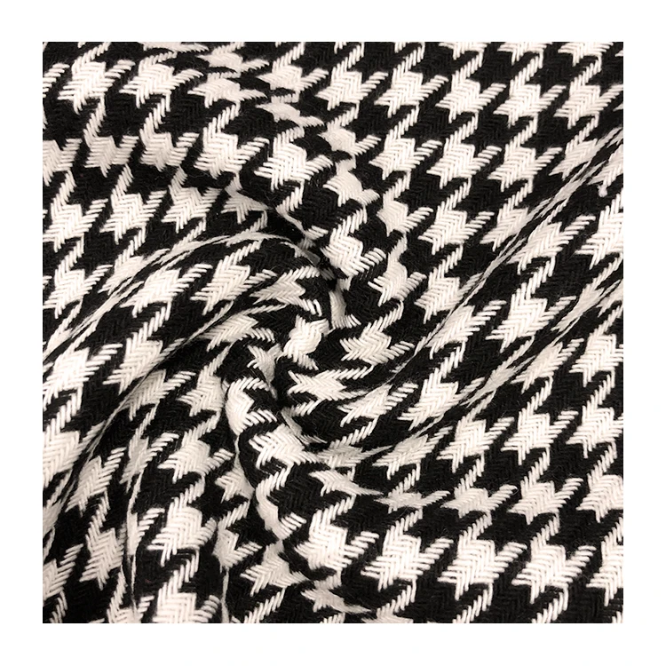 Low price hot selling coat fabric 100 polyester houndstooth wool fabric 100%polyester