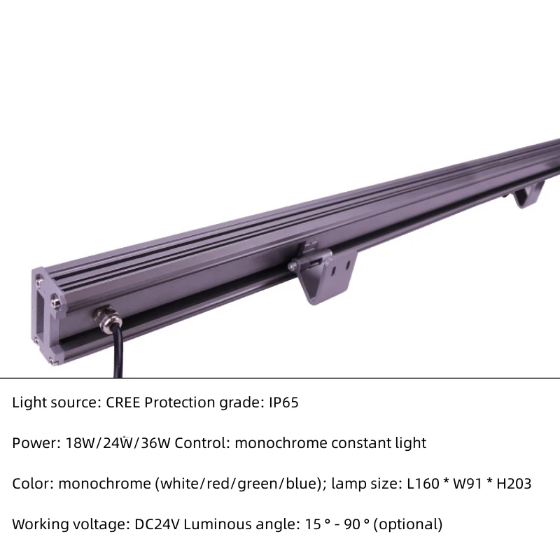 Single Color DMX512 Power DC24V 12W 24W 48W Aluminum Led Wall Washer for Architectural Buildings
