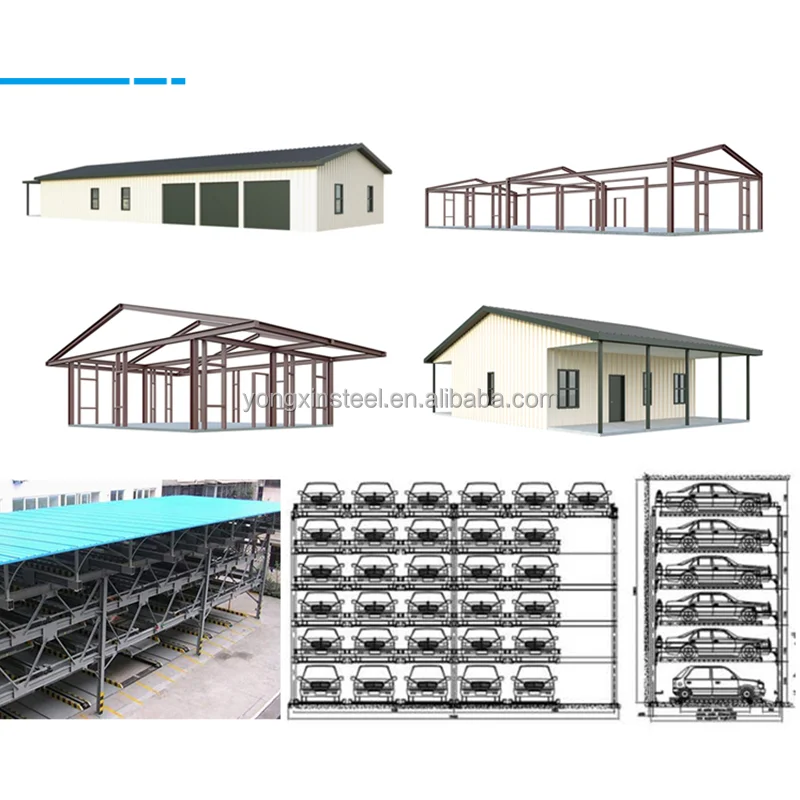 Metal Sheds Prefabricated Steel Frame Carport Durable Metal Garage Parking Lot Steel Structure Garage Building