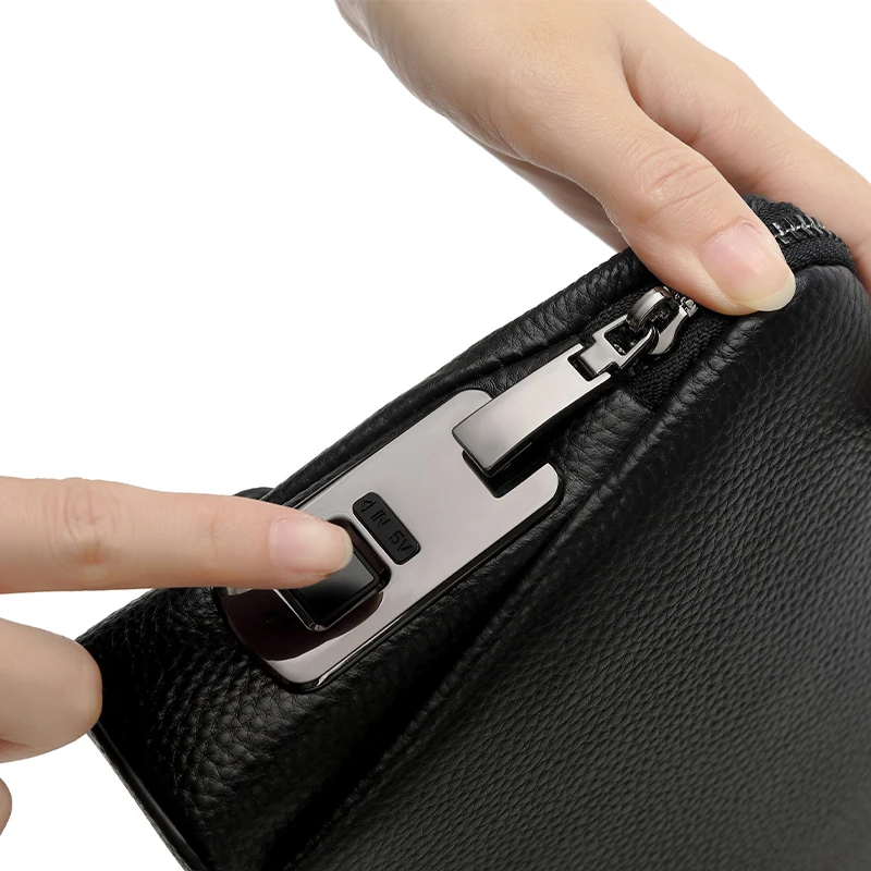 Classic Style Anti-theft Fingerprint Lock Oxford Soft Bag Waterproof Man Office Leather Purses and Handbags Briefcase
