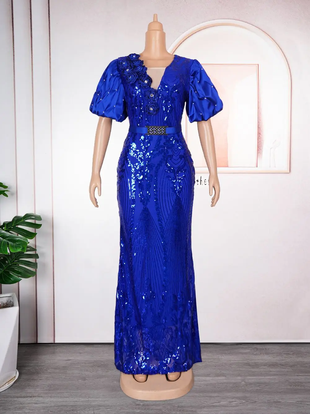 embroidered halter dress Colorful Sequined Mother of Bride Dress main image 1