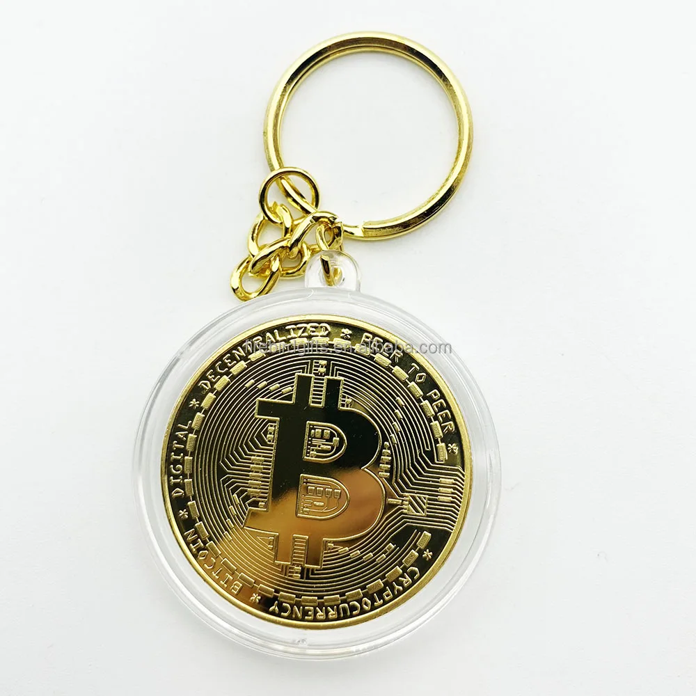 BITCOIN Digital Currency Quality Chrome Keyring Picture Both Sides