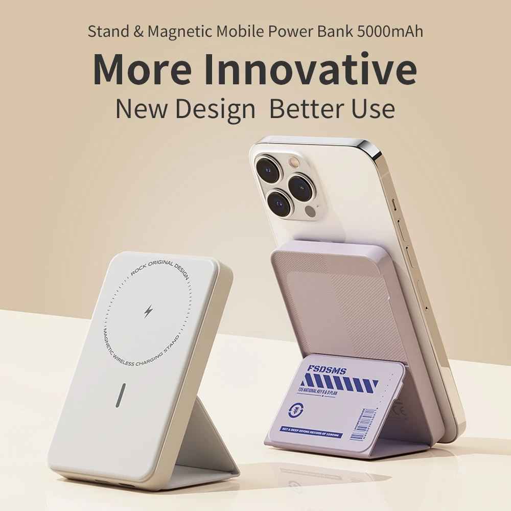 ROCK P83  Fast Charging Wireless Power Bank Holder Wireless Charging Power Bank 5000mAh