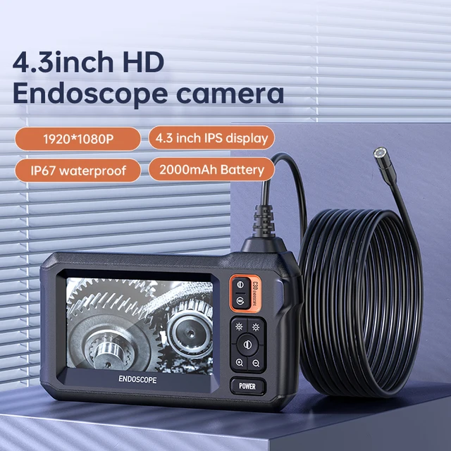 8mm Handheld Borescope 4.3inch Display 360 Degree Rotate Pipe Inspection Borescope 720p Endoscope Camera for Industrial