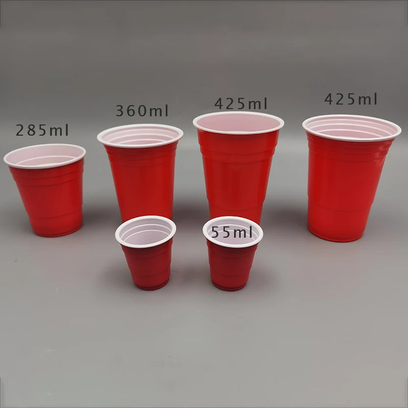 Disposable Party Beverage Juice Cups Custom Colored Plastic Beer Pong