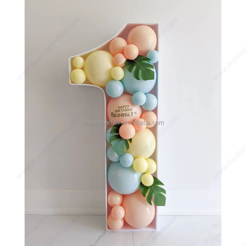 Diy Large Fillable Letters Mosaic Balloon Frame Custom Number Balloon Stand Box Birthday Wedding