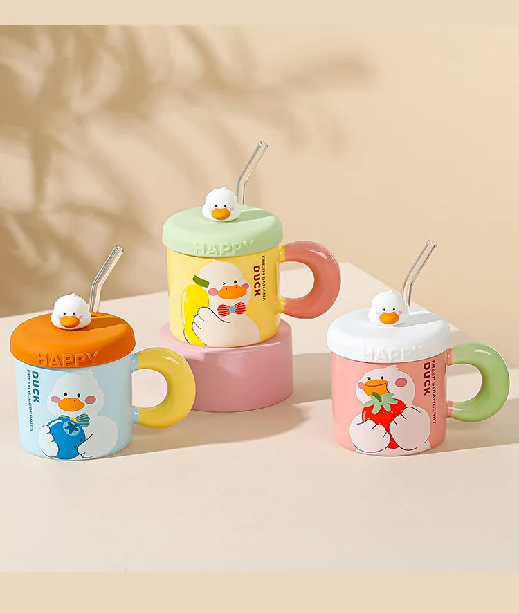 Cute Duckling Insulated Kids' Mugs with Lids