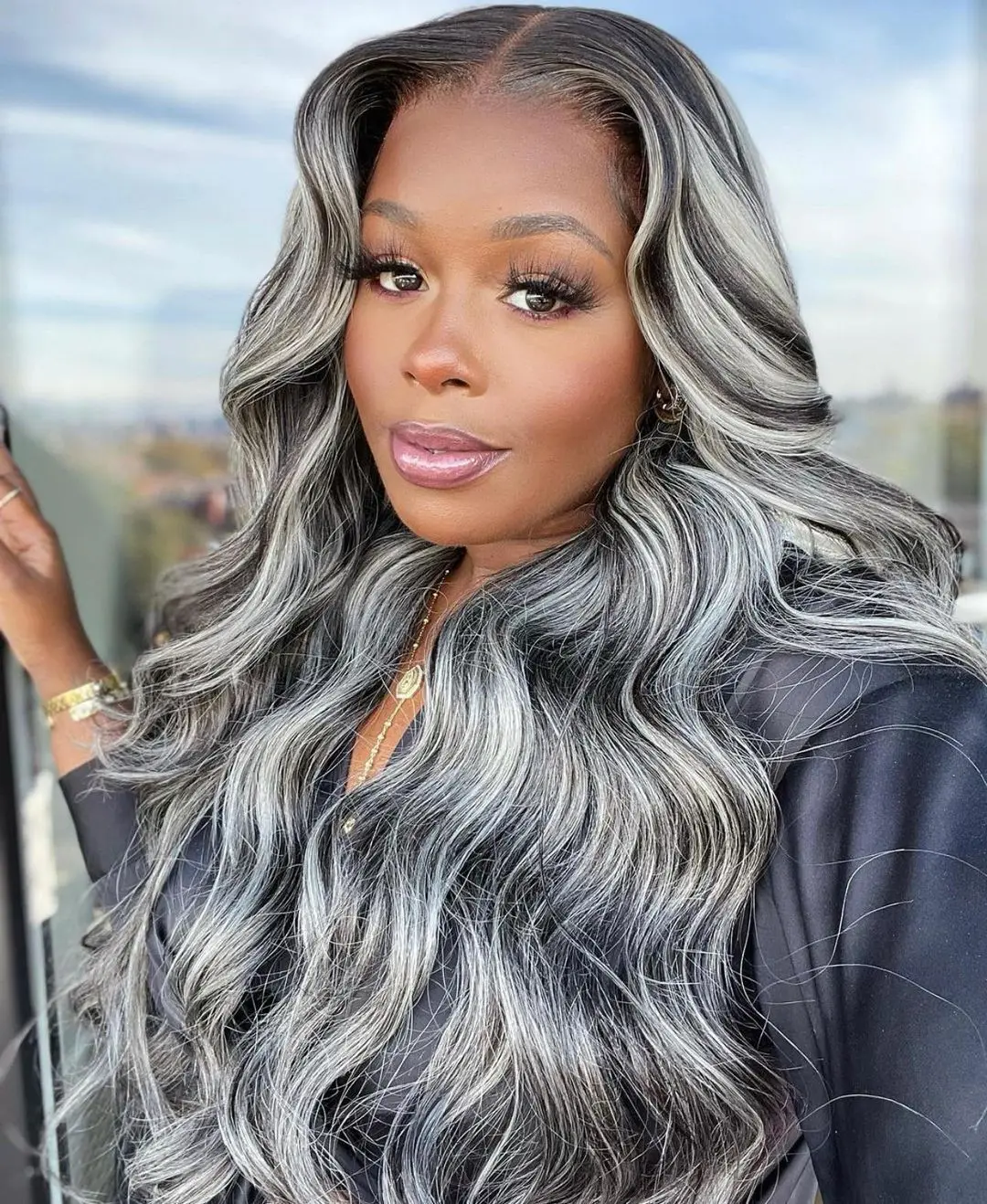 パイナップルウェーブハイライト人毛360フルレースウィッグ40インチ