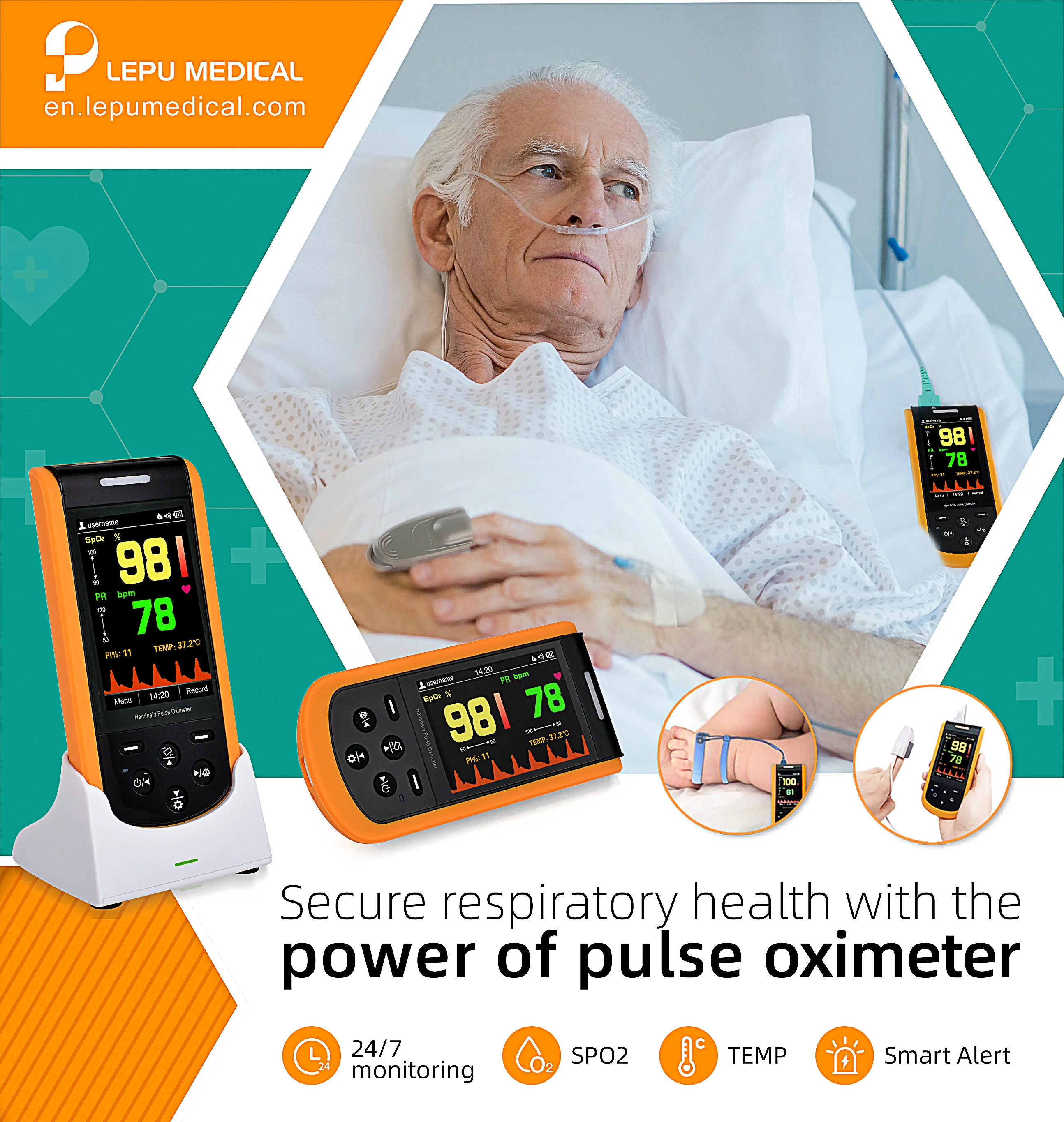Dual-wavelength LED PC Software Adult Pediatric Neonate Sales Medical Oxo Meter Cheap Price Handheld Pulse Oximeter WITH STAND