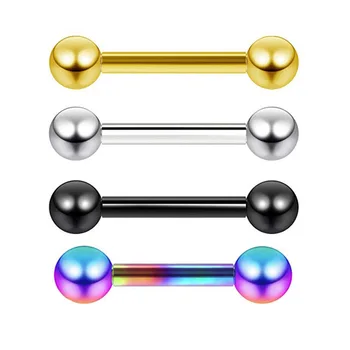 Gaby 316L Surgical Steel Gold black rainbow Plated Tongue barbell 14g Nipple barbell Piercing Jewelry