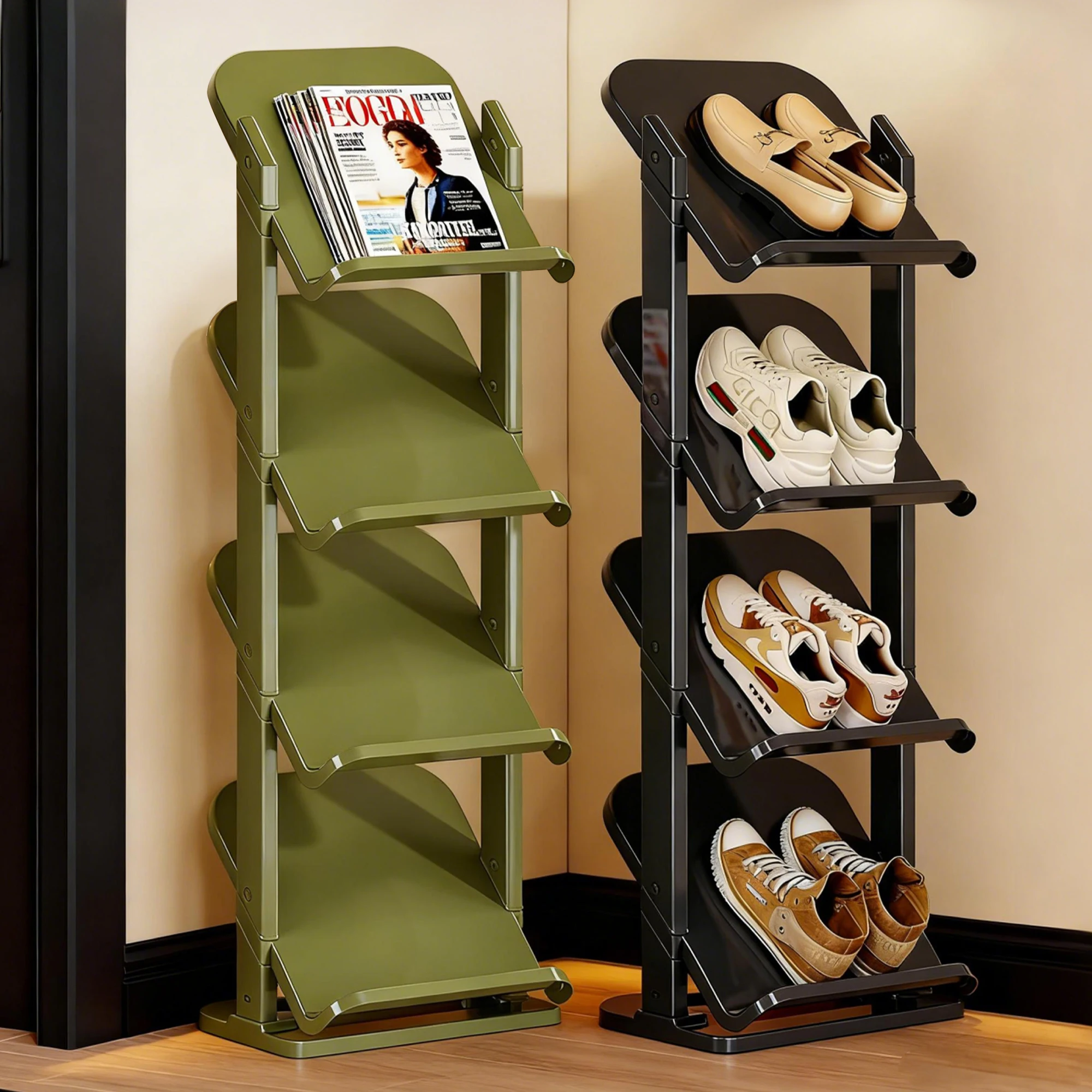 Four-Layer Detachable Space-Saving Plastic Shoe Rack for Small Living Room-Multi-Layer Storage Cabinet