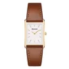 Reloj cuadrado de cuero con caja dorada y esfera simple