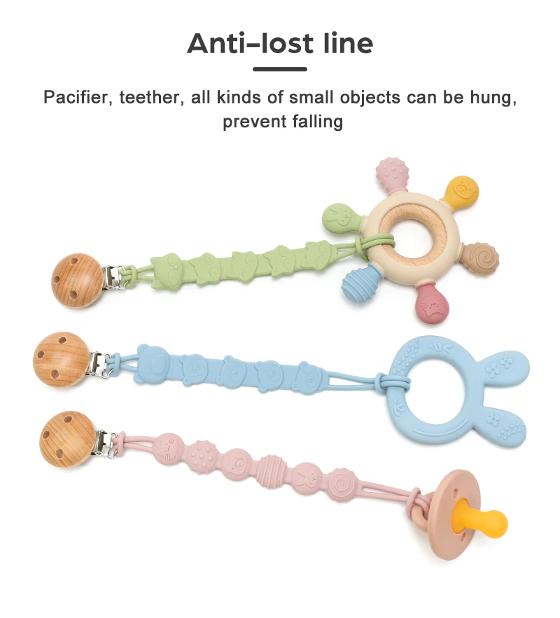 Cartoon Dummy Clips Baby Pacifier Silicone Pacifier Holder Clip