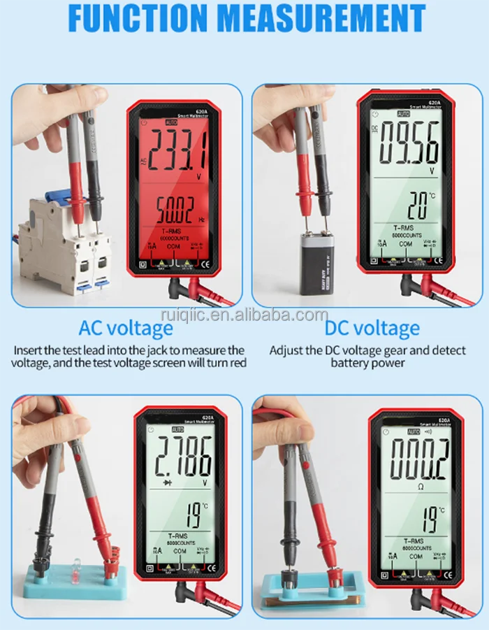 620A Digital Smart Multimeter - Transistor Testers 6000 Counts